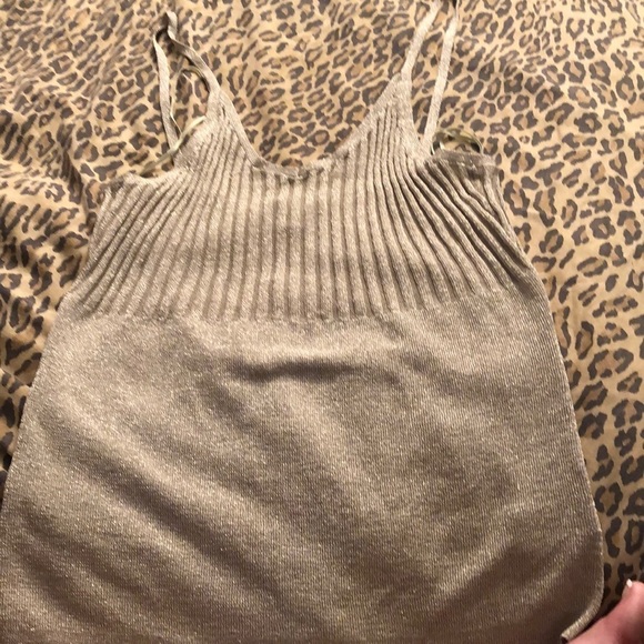 Micheal Kors size large gold v- neck camisole lightweight knit ribbed NWT - Picture 8 of 14